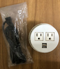 Desktop Power Grommet Hub 2 Power Socket & Dual USB Ports (White)