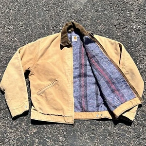 Vintage 70s Carhartt Detroit Jacket Mens 40 Blanket Lined Brown Duck 6BLJ USA - Bild 1 von 9