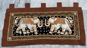 Vintage Indian Handmade Tapestry Goblin Elephant Décor Wall Hanging 112x53cm - Picture 1 of 7