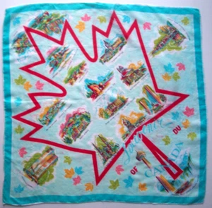 Canadá hoja de arce mapa lugares famosos bufanda recuerdo vintage - Imagen 1 de 4