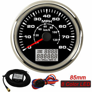85mm GPS Speedometers 8 Colors Backlight 0-80MPH LCD Speed Odometers 0-120km/h  
