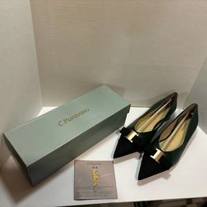 C. Paravano Damenschuhe grün schwarz spitz zulaufend flache Schuhe US-Größe 10,5-11 EU 41,5 - Bild 1 von 11