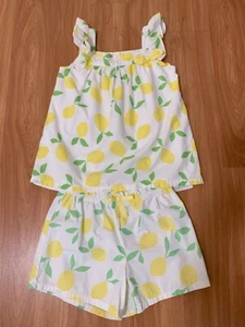 Gymboree 100% Cotton Lemon/Green/White Top & Short for Girls, Size 12 - Picture 1 of 6
