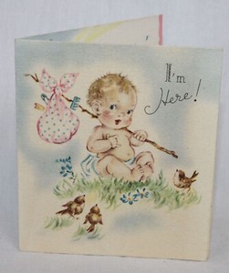 Vtg Birth Announcement Card The Betsy Ross Line O-211 Caro Michigan Brian Gray