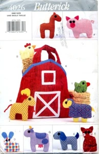 Uncut Craft Pattern Farmyard Animals 3”-7” & Barn Tote Bag 12” w x 13” high - Picture 1 of 2