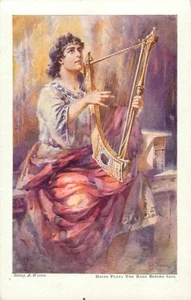 Postcard Art David Plays the Harp Old Testament Series J. Tillack 6.30 x 4 - Picture 1 of 2