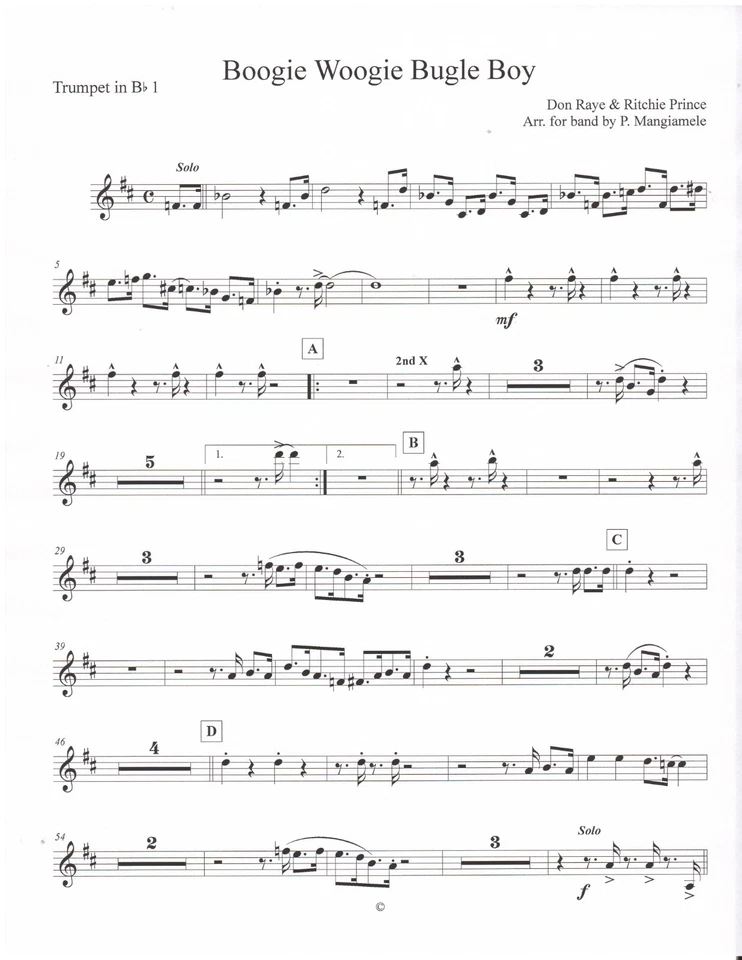 Boogie Woogie Bugle Boy Concert Band Sheet Music - Image 1 of 3