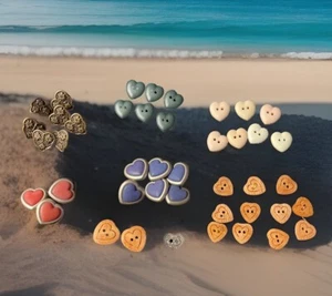 44 Heart Buttons Some Metal Some Wood Some Plastic All In GUC - Picture 1 of 9