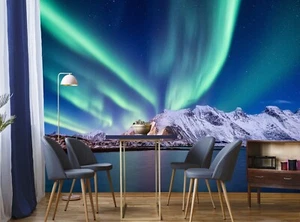 Papel pintado Northern Light, Aurora Boreal Mural Paisaje Papel Póster Arte - Imagen 1 de 8