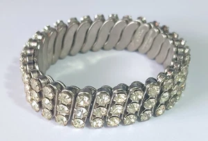Pulsera de expansión vintage NUEVA YORK tono plata con 3 filas de diamantes de imitación - Imagen 1 de 7