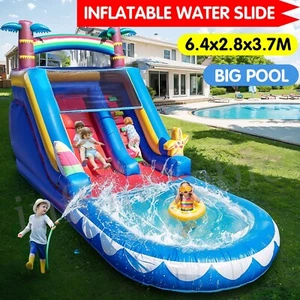 6.4M Commercial Giant PVC Inflatable Water Slide Blue Bounce House with Blower - Picture 1 of 10