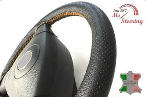 PER Hyundai i30 07-11 PERF NERO COPRIVOLANTE IN PELLE ARANCIA CUCITURA - Picture 1 of 6