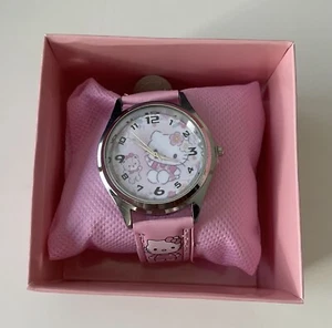 Girls Ladies Pink HELLO KITTY Tiny Chum Wrist WATCH Silver-tone Adjustable Band - Picture 1 of 5