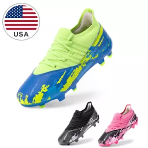 DREAM PAIRS Girls Boys Soccer Cleats Youth Firm Groud Mid-top Football Shoes - Picture 1 of 23