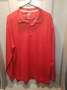 Camisa Pulóver Rojo Adidas XL Climalite 1/4 con Botones Mangas Largas - Imagen 1 de 6