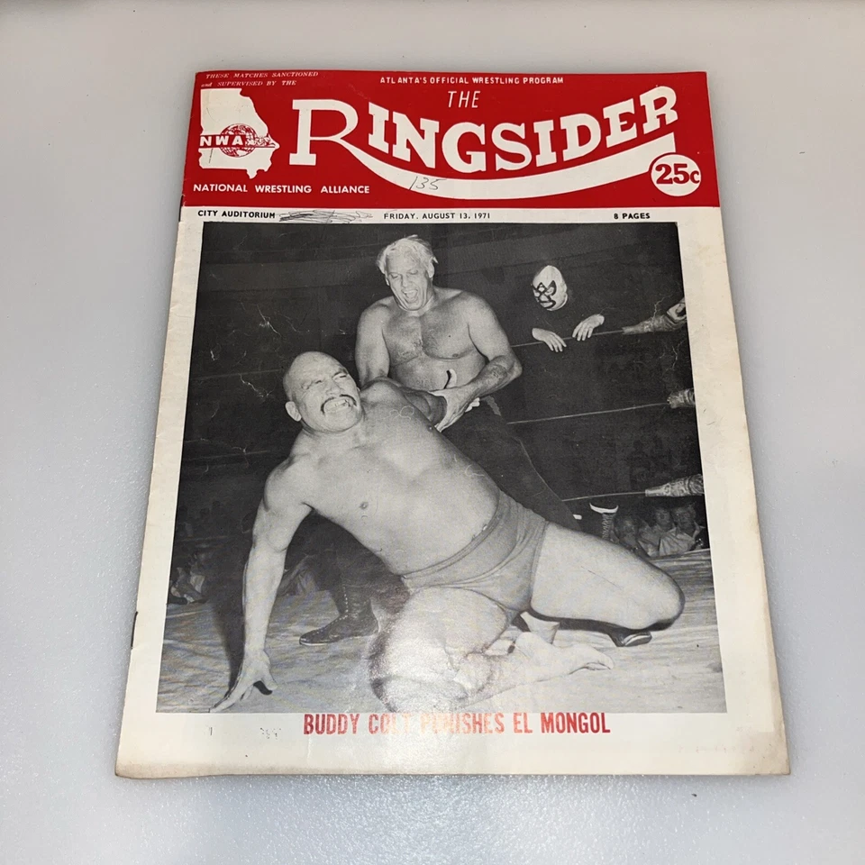 NWA GCW Ringsider 13 de agosto 1971 Georgia Wrestling Program Buddy Colt El Mongol Foto 1 de 4