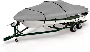 Heavy Duty Boat Cover, Waterproof Trailerable Boat Cover Fits V-Hull Runabouts, - Picture 1 of 8
