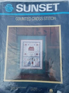 SUNSET Counted Cross Stitch Kit Home Sweet Home Sampler NEU - Bild 1 von 3
