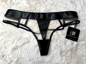 RARO🔥 Tanga Miel Birdette CASSANDRA🖤 Cuero Sintético Negro XS - Imagen 1 de 3