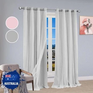 Double-Layer Blockout Thermal Insulated Curtain Eyelet Prince Princess Bedroom - Picture 1 of 21