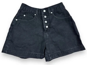 Vtg Honors Black Jeans Shorts High Rise Cotton USA Made Sz 10.5 Snaps 24” Waist - Picture 1 of 8