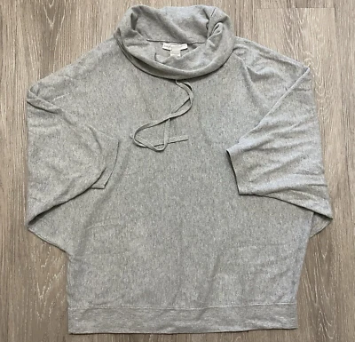 Pure Jill J Jill Gray Organic Cotton Cashmere Draped Neck Kimono Sweater Size S - Image 1 of 4