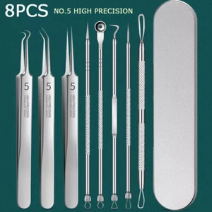 Acne Needle Blackhead Remover Pimple Blemish Comedone Extractor Tweezer Tool Kit - Picture 1 of 9