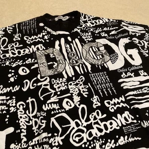 Y2K Dolce & Gabbana Graffiti Print All Over Spell Out Logo T Shirt Mens Large - Picture 1 of 7