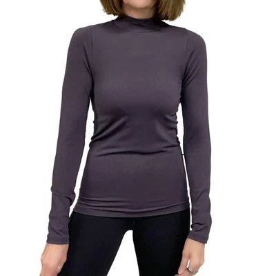 Athleta Renew Seamless Mock Neck Top Sz S New $69 Iris Purple Fitted Long Sleeve - Image 1 of 4