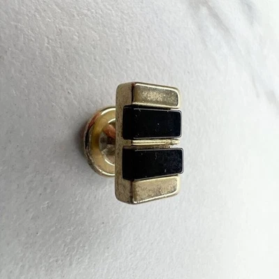 Camisa Esmoquin Vintage Tono Dorado e Incrustación Negra Botón Uno 1 Individual Foto 1 de 4