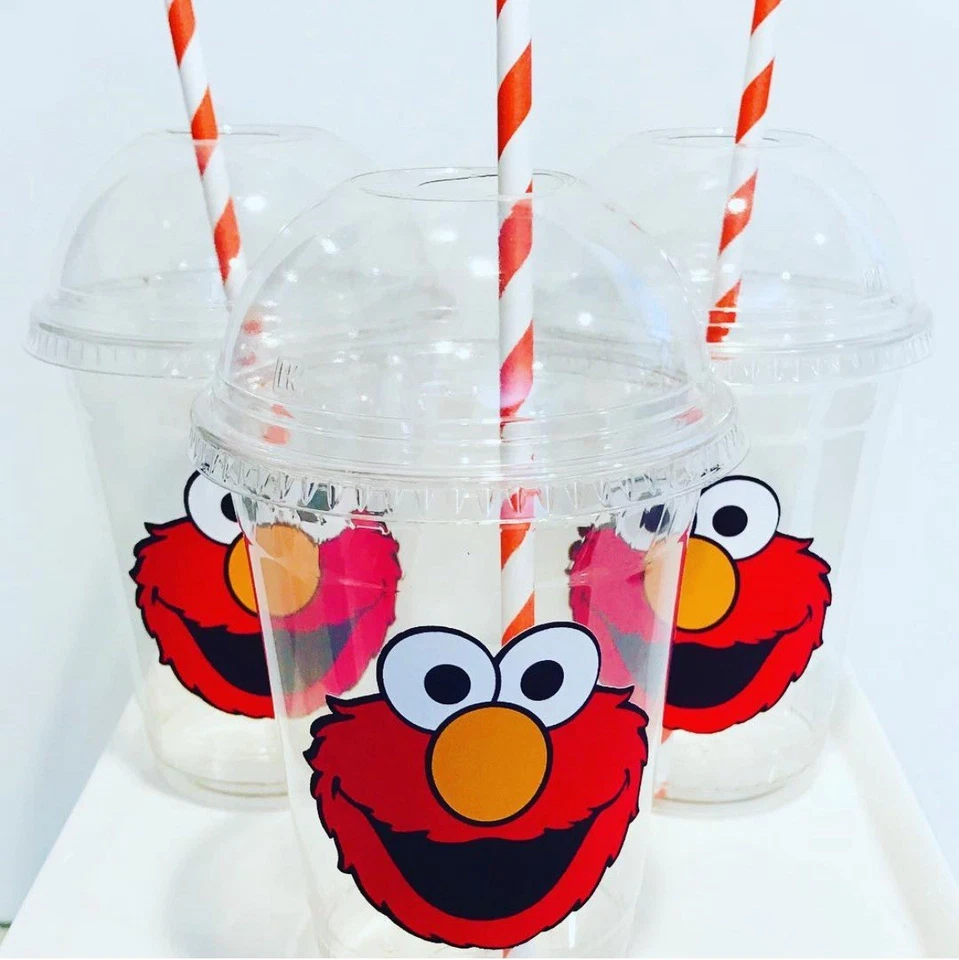 12 Tazas Con Tapa Cúpula Elmo Cumpleaños Elmo Fiesta Favor Elmo Decoración Elmo Tema Foto 1 de 1