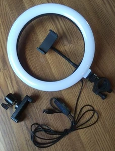 Ring Fill Light - 10 Inch - Adjustable Brightness & Color Temp - Holder & Clamp - Photo 1 sur 8
