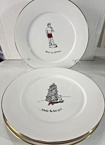 Merry Masterpieces Fine Porcelain Dinner Plates 1999 gold rim - Picture 1 of 7