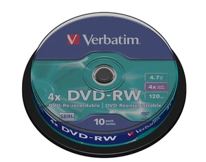 Verbatim DVD-RW 4x Matt Silver 4.7GB, 10er Pack Spindel, DVD Rohlinge beschreibb - Bild 1 von 5
