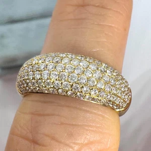 1Ct Round Lab-Created Diamond Dome Pave Anniversary Band 14K Yellow Gold Plated - Picture 1 of 8