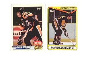 Mario Lemieux / Topps 1989-90 Scoring Leader #17 & 1990-91 #175 / Mint - Bild 1 von 2