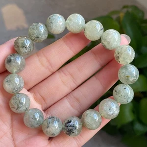 Armband 12 mm natürliches grünes Traubenstein Rutilkristall - Bild 1 von 5