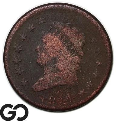 1834 Large Cent, Coronet Head, Scarce Early Date Copper - Image 1 of 3