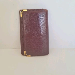 Must de Cartier Key Case 6 Hooks Wallet Trifold Red Calf Leather Designer Retro - Picture 1 of 11