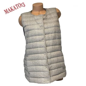 J.Jill Women's LARGE Herringbone Beige Puffer Vest Jacket Lightweight Sleeveless - Picture 1 of 7