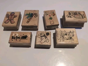Vintage Holz Stempel Weihnachten - 7 Stück - Bild 1 von 9