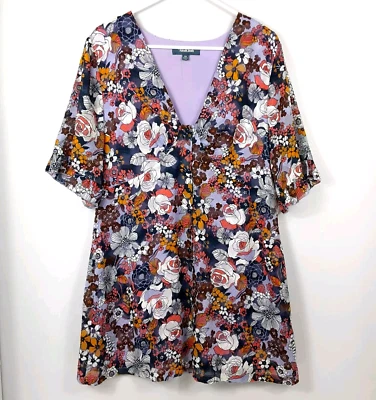 MODCLOTH Bright Floral Retro Dress SZ 14 Button Up Front - Image 1 of 4