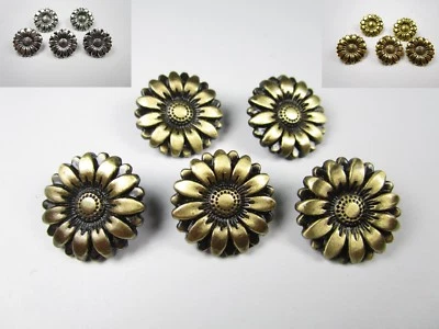 Knopf-Set Knöpfe Sonnenblume Tracht Ø18mm vintage gold silber bronze Blume Blüte - Bild 1 von 2