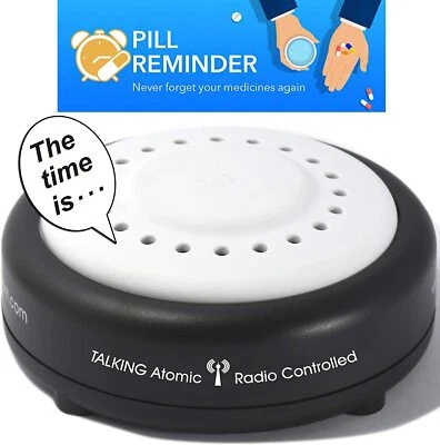 Pill Reminder Atomic Talking Alarm Clock w/ 8 Wake Up Alarms for Elderly Mom Dad - Image 1 of 4