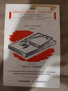 Playbill - The Mousetrap -Ambassadors  Theatre,  London - Picture 1 of 2