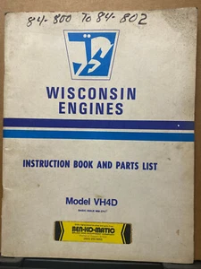 Vintage Wisconsion Motor Bedienungsanleitung Teileliste Besitzer Modelle VH4D - Bild 1 von 5
