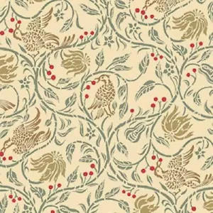 Dolls House Birds & Berries Cream Miniature Print Wallpaper 1:12 Scale - Picture 1 of 8