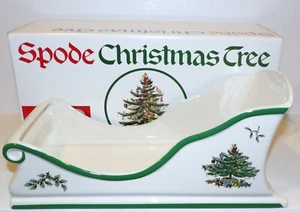 LOVELY SPODE ENGLAND S3324 CHRISTMAS TREE 13" SLEIGH CENTERPIECE IN BOX - Picture 1 of 12