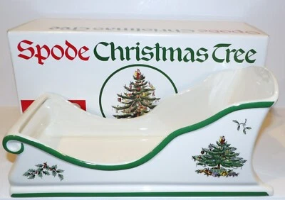 LOVELY SPODE ENGLAND S3324 CHRISTMAS TREE 13" SLEIGH CENTERPIECE IN BOX - Image 1 of 4