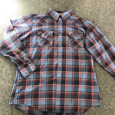 Camisa Big Mac Ropa de Trabajo Para Hombres XXL Azul A Cuadros Perla A Presión Abotonada Manga Larga Foto 1 de 4